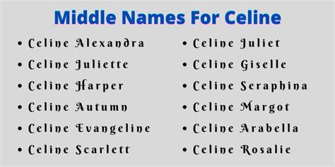 celine middle names|Middle names for Celine .